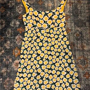 Diane Von Furstenberg Yellow Floral Dress with Black & Green Accents